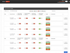 Licences à valider
